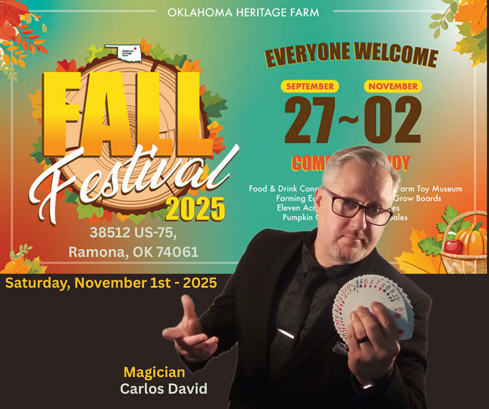 Magician Carlos David at Oklahoma Heritage Farm Fall Festival 2025