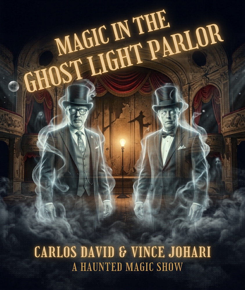Magician Carlos David and Vince Johari performing in Tulsa, Oklahoma at the Akdar Shrine 2026